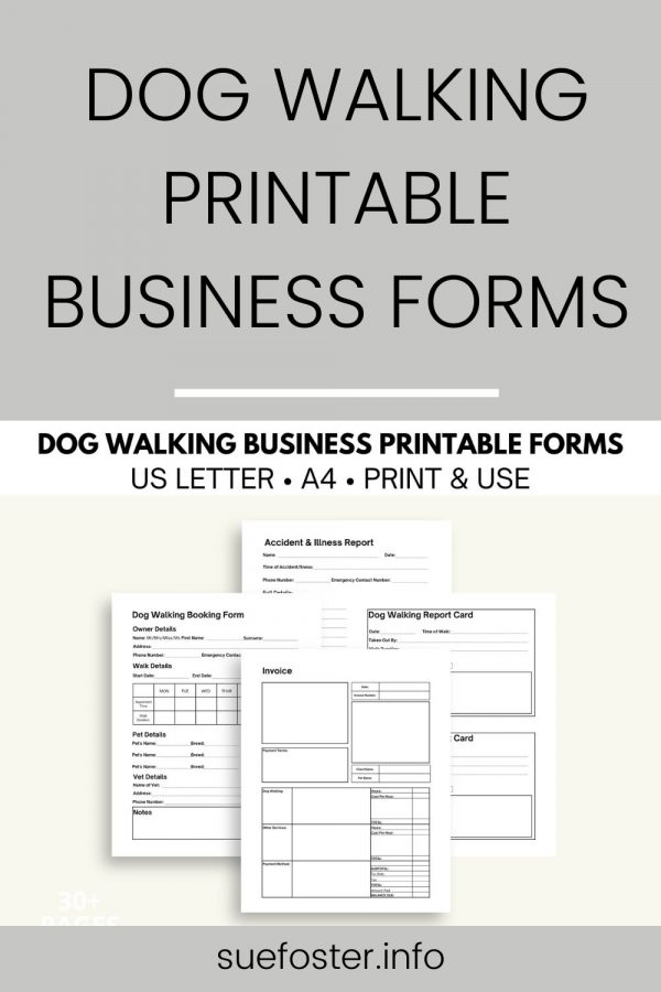 Dog walking printable business forms