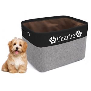 Personalised dog toy box storage basket for your beloved puppy! A storage box that keeps your pet's toys organized and your room clean and tidy.