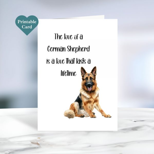 Printable German Shepherd Love Quote Card with Envelope Template