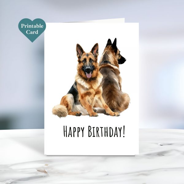Printable German Shepherd Duo Birthday Card